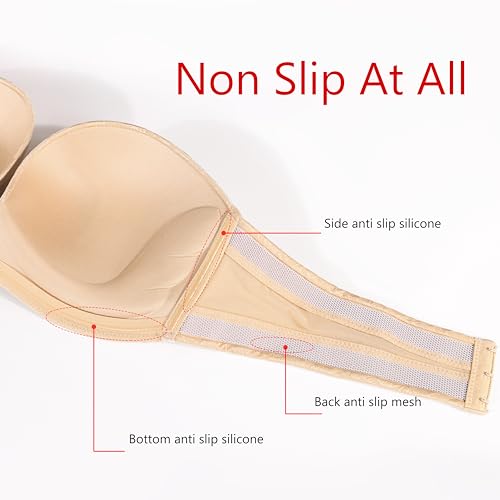 Image of DotVol Women Custom Lift Invisible Wirefree Anti-slip Strapless Push Up Bra