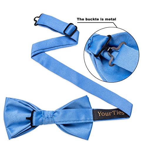 Image of YourTies Bow Ties for Men Pretied Bowties Solid Color Satin Bow Tie Formal Business Tuxedo Wedding Party Prom