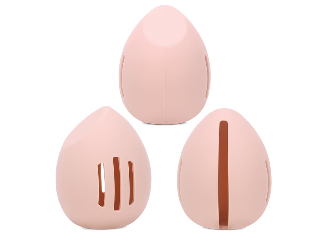 Sprigold Womens Soft Silicone Travel or Daily Makeup Sponge Holder, Dust-proof Portable Cosmetic Face Beauty blender, Soft and Eco-Friendly Silicone Beauty Make up Organizer (1, Dark pink)