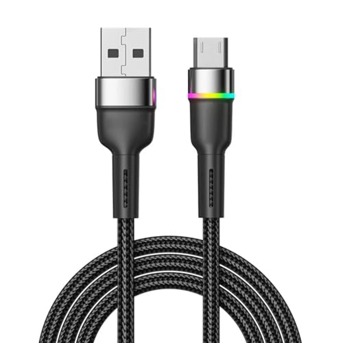 Image of YSJJZRL 1M USB Micro Cable Bradied LED 2.4A Fast Charging Data USB Micro Cable For Samsung S6 S5 S7 Edge etc (Black)