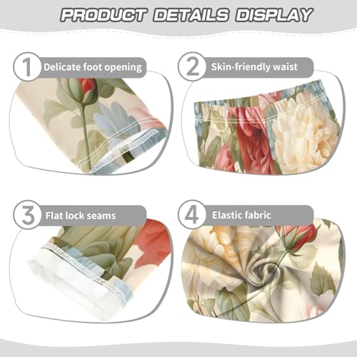 Bolaz Toddler Girls Leggings Printed Yoga Pants Leggings Yellow Pink Rose for Kids3