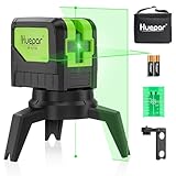 Laser Level with 2 Plumb Dots - Huepar 2 Plumb Points and 2 Cross Line Alignment Laser Level Tool with 180° Wide Angle, 2 In 1 Multi-Use Green Plumb Laser Self Leveling Laser Leveler - 9211G