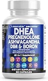 DHEA 200mg Supplement Pregnenolone 100mg for Men & Women with DIM Ashwagandha Boron 6mg Complex Calcium...