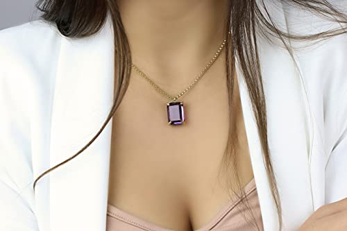 Pendentif améthyste d'exception sur collier en or 14k prestige