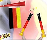 KarnevalsTeufel Stadion-Set 2 TLG., Airsticks und Tröte, Fanartikel, Sportparty, Deutschlandfan