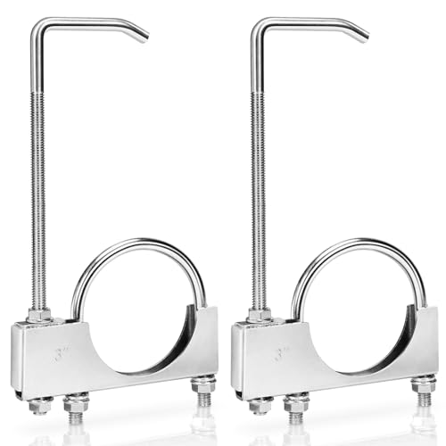 2 Pack Universal Exhaust Clamp with Hanger, Upgrade Exhaust System Hanger fit 3 inch Exhaust Pipe, Adjustable Heavy Duty Muffler Hangers Tool for Most Car Turck