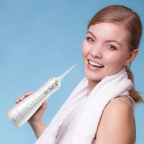 Sawgmore Irrigador Bucal Portatil, Irrigador Dental con 4 Modos y 4 Boquillas de Repuesto, Recargable por USB, Impermeable IPX7 Water Oral Flosser Limpieza Dientes Ideal para Viajes a Casa - imagen 9