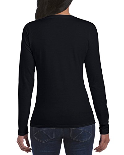 Gildan Women's Softstyle Long Sleeve T-Shirt, 2-Pack, Black, Large