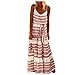 Produktbild Gestreiftes Breitband Slingkleid für Damen, KIMODO Strandkleid Bohemian Batikmuster Lang Sommerkleid Kurze Ärmel Kleider mit V-Ausschnitt Strandkleid Loose Sexy Maxikleid (Rot,XXL)
