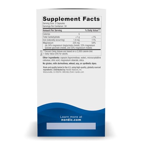 Image of Nordic Naturals Magnesium Complex - 90 Capsules - 225 mg Magnesium - Brain & Heart Health, Mood, Energy, & Muscle Relaxation - Non-GMO, Vegan - 30 Servings