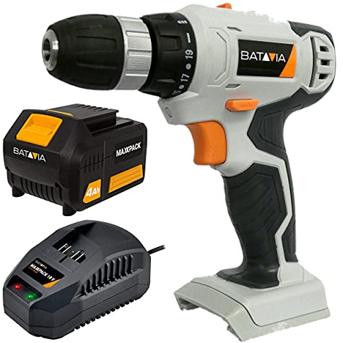 Batavia 7063632 Akku Schrauber Kombischrauber Schlagschrauber (18 Volt Lithium-Ion Akku, Akkuschrauber mit 50 Nm, Schlagschrauber) 1 x 4.0 Ah - Akku + Ladegerät