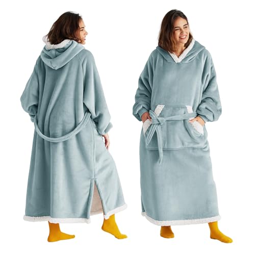 Bedsure Sherpa Wearable Blanket Hoodie (Adult, Light Green)