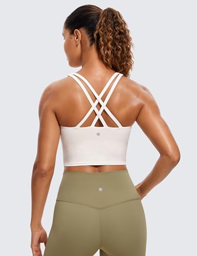 Image of CRZ YOGA Womens Butterluxe Strappy Longline Sports Bra - Padded Criss Cross Yoga Workout Crop Tank Tops