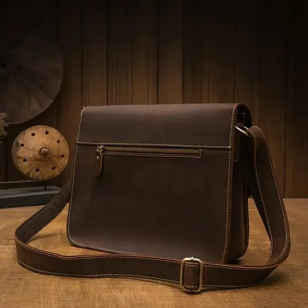 Bolso Mensajero Vintage de Cuero para Tablet para Hombre miniatura 5