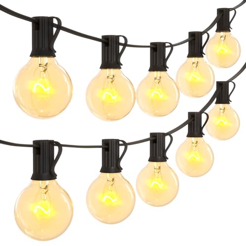 Outdoor String Lights | Waterproof G40 Tungsten String Lights Bulbs 100+4 Spare | 50FT for Garden, Patio, Party Decor | Connectable & Versatile
