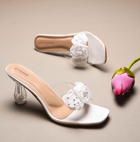 Image of SilverArrow womens Aromo Flora Fashion Sandals|Stilettos Heel Sandals With Open Back|Ethnic Wear