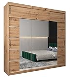ABIKSMEBLE Verona 4 250 Armario de Dormitorios con Tres Puertas Correderas - Armario de Almacenamiento Moderno con Espejo, Perchero y Estantes - 250x240x62 cm - Craftsman con Extensión