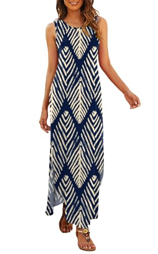 Image of Hount Women's Casual Summer Sleeveless Dress Loose Split Maxi Dresses with Pockets