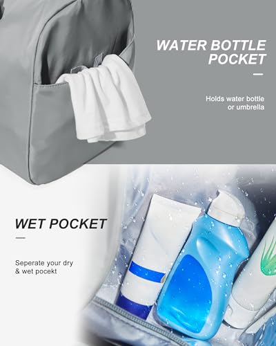 Image of Gym Bag Womens Mens with Shoes Compartment and Wet PocketTravel Duffel Bag for Women for Plane, port Gym Tote Bags Swimming Yoga Small Waterproof Weekend Overnight Carry on Bag Hospital Holdalls