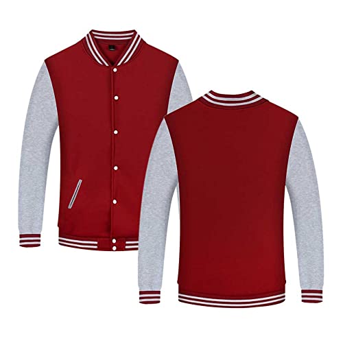 Image of Mowbeat Women Baseball Jacket Varsity Uniform Unisex Adult Long Sleeve Casual Loose Cardigan Men's Track Jacket