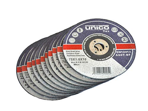 10 Stück Trennscheibe Ø 75mm, 10mm Aufnahme. Geeignet für Stahl Edelstahl Inox Metall etc Cover
