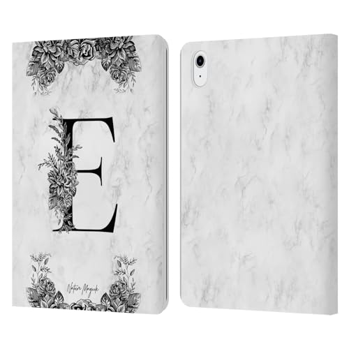 Coque portefeuille iPad Air 2020/2022 fini les rayures avec l'étui cuir lettre E marbre
