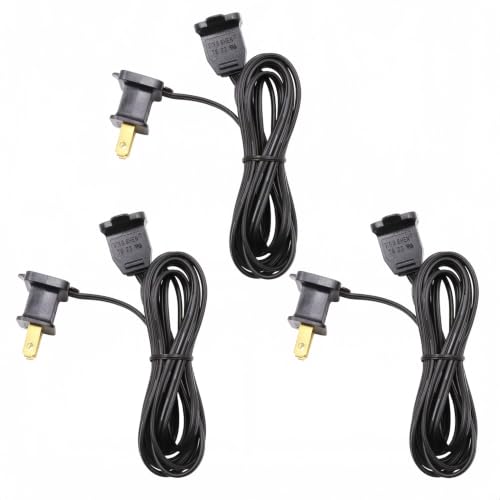 JinBest 6 FT Black Extension Cord, Pack of 3 Pieces
