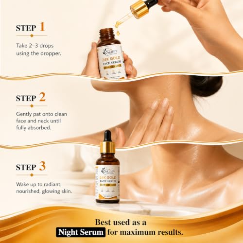 Image of 24K Gold Kumkumadi Face Serum | Anti Aging Brightening Serum with Rosehip Oil, Saffron & Vitamin E | Glow Boosting Face Serum for Women & Men | All Skin Types | 30ml