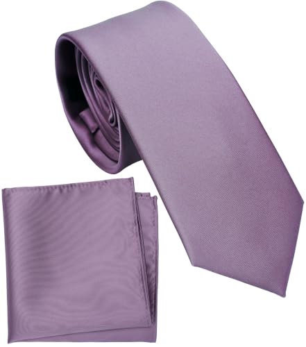 Image of Boy's Solid Tie with Pocket Square Set, Regular Necktie for Children and Kids, Self-Tied