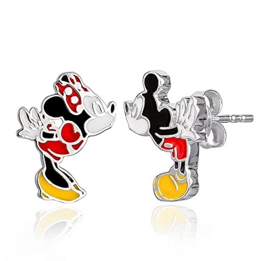 Disney Mickey and Minnie Mouse Sterling Silver Mismatched Kiss Stud Earrings | Ya disponible en tu tienda friki favorita! En mundofriki.es!