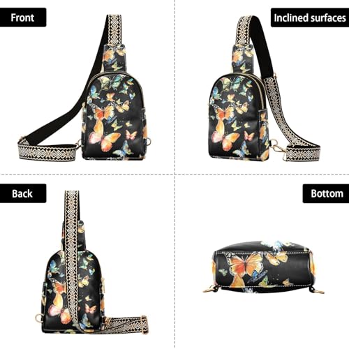Butterfly Bag Small Sling Bag for Women Butterflies Black Leather Crossbody Bags Chest Bag Waist Packs3