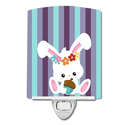 Lámpara de noche cerámica con conejito multicolor