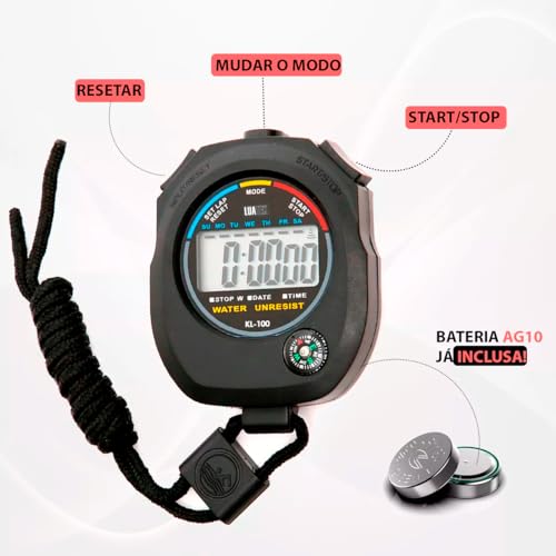 Cronômetro Digital Esportivo Crossfit Academia Hiit Tabata Prancha Treino De Mão Corrida Alarme Com