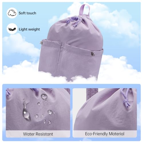 Image of HUA ANGEL Drawstring Backpack, Waterproof Nylon Sports Gym Bag, Travel Backpack for Women and Men for Sports, Travel