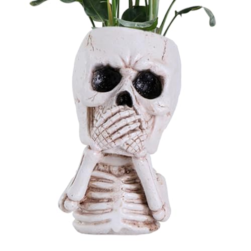 Maceta de Calavera,Macetas de Calavera para Plantas | Macetero de Interior - Maceta pequeña para Plantas, macetero de Resina para Halloween, macetero gótico, decoración del hogar
