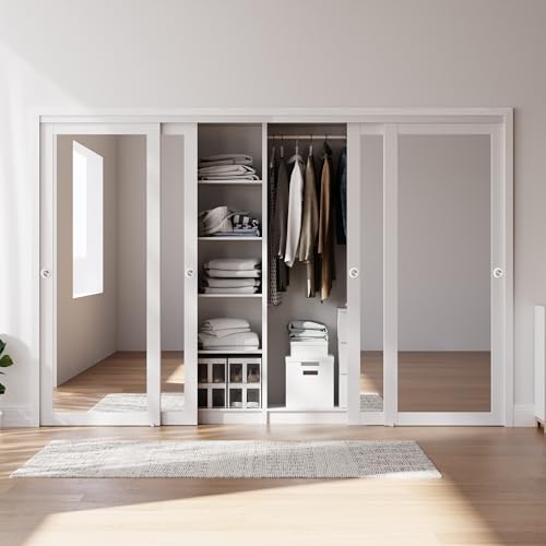 Image of Sliding Mirror Closet Door for 120 inch x 80 inch Opening, White