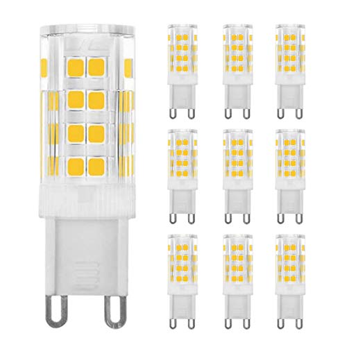 Bombillas LED G9 5W Equivalentes a Lámparas Halógenas de 35W Blanco cálido 3000k,AC220-240V 51x SMD 2835, No Regulable,10 unidades