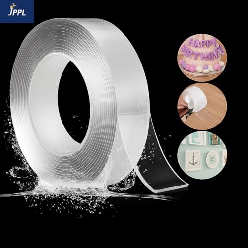 Image of Nano Tape 3 Meter | Clear Double-Sided Adhesive | Pack of 1 | Clear Double-Sided Adhesive | Removable, Reusable, Waterproof Gel Grip | Strong Wall Mounting Tape for Home, Kitchen