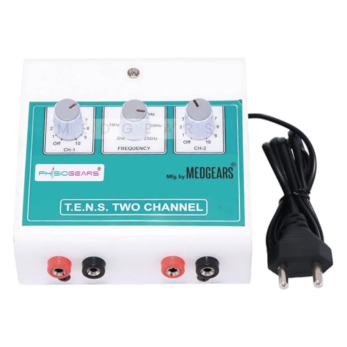 Physiogears Mini Tens Two Channel Portable Nerve Stimulator Electrotherapy Physiotherapy Compact Machine with One Year Warranty (Electrode Pad)