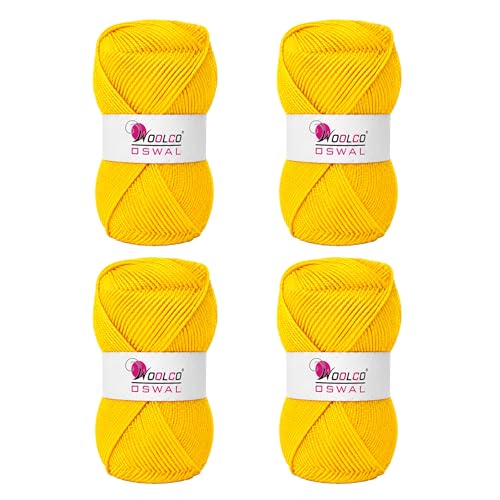 Image of Brilon Acrylic Hand Knitting Yarn Balls - Soft Acrylic Wool Yarn for Knitting & Crochet | Yarn Thread for DIY Crafts, Sweaters, Scarves, Home Projects - Yellow (Pack of 4, 50g Each)