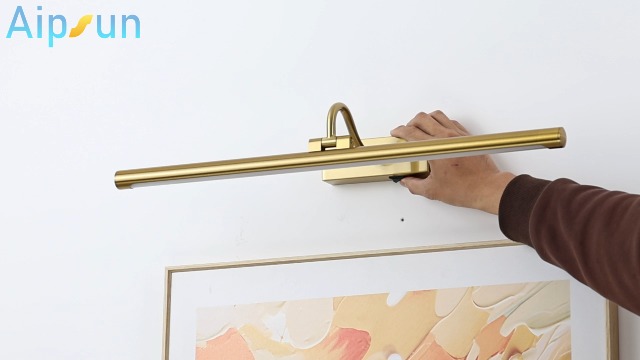 Image of Aipsun 23.6 inch Brass Picture Lights for Wall Rechargeable,12000mAh Battery Operated Art Light for Paintings,3CCT Dimmable, Rotatable Gallery Light for Pictures Display
