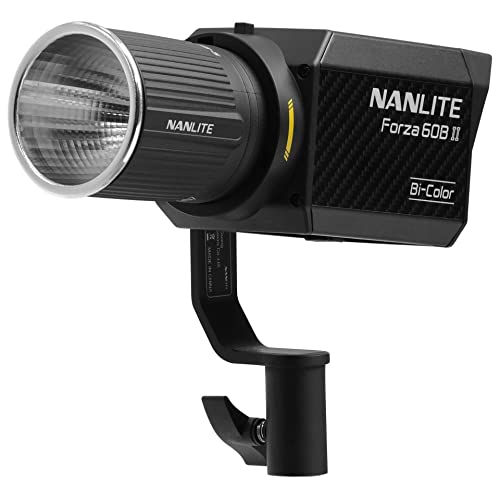 NANLITE Forza 60B II (3903) - Lumière LED Spot - Noir - Bluetooth - Inclus: Spot Light, Reflecteur, Adaptateur secteur, Poignée Batterie (BH-FZ60), Adaptateur Bowens (AS-BA-FMM), Étui de Transport