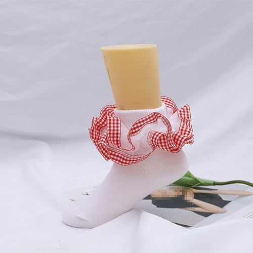Kid Girls Plaid Double Layer Ruffle Ankle Socks Cute Frilly Turn Cuff Princess Sock Casual Comfy Breathable Crew Dress Socks2