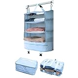 【元旅行会社社員が考えた】吊り下げトラベルバッグ 吊り下げ方法２WAY 圧縮方法２WAY 便利グッズ 圧縮トラベル収納バッグ トラベルポーチ 吊り下げ 旅がもっと楽しくなる Tabimoa タビモア (アイスブルー, L)