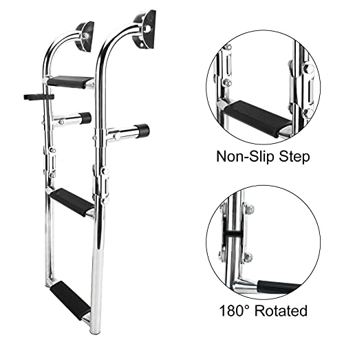 Escalera plegable para piscina de 3 pasos de acero inoxidable miniatura 3