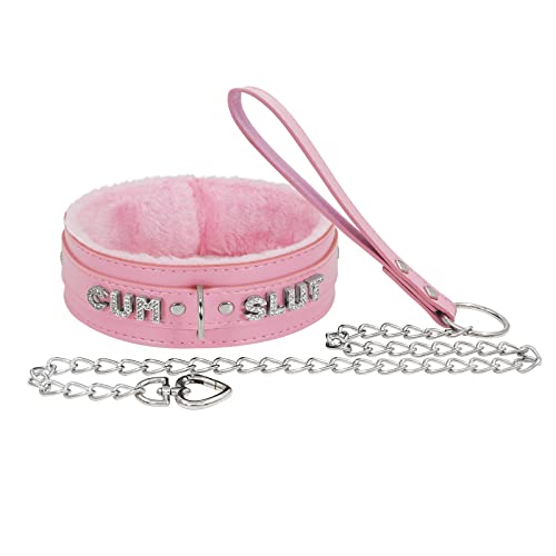 paloli Pink Fluffy Choker Necklace for Women Punk Leash Neck Choker Collar Gothic Rock Jewelries3