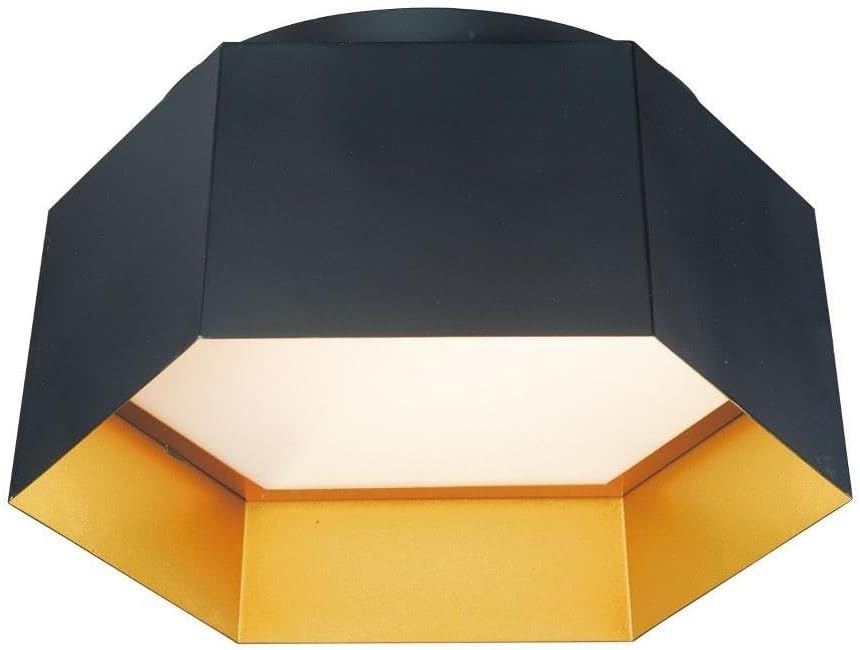 Maxim Lighting Honeycomb 1-Light Flush Mount | Black/Gold Steel Finish | Steel Shade | Transitional Indoor Light Fixture | Ideal for Bedrooms, Hallways & Entryways | Dimmable | 30330BKGLD