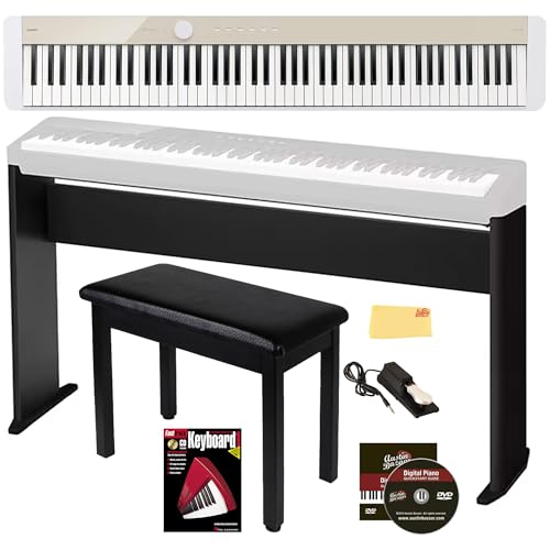 Image of Casio PX-S1100 Privia Digital Piano - Mellow Beige Bundle with CS-68 Stand, Bench, Sustain Pedal, Instructional Book, Austin Bazaar Instructional DVD, and Polishing Cloth