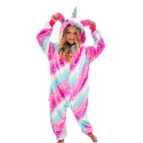Ceruwum Girls Unicorn Sleepsuit Kids Unicorn Onesie Pyjamas (Pink/Blue 7-8 Years)