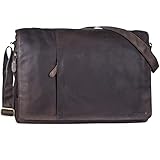 Extrem große Vintage Ledertasche mit vielen Fächern | inkl. verstellbaren Schultergurt (115 - 145 cm | 4 cm breit) | hoher Tragekomfort